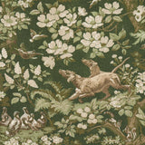 Schumacher Hound Meadow Fabric by the yard: Forest Green Hunting Toile - Annabel Bleu