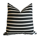 Black Striped Outdoor Pillow Cover / 18x18 Outdoor Large Black Cushion / 18x18 Genuine Sunbrella Pillow / Black Stripe Pillow cover 18x18 - Annabel Bleu
