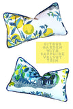 Pair of Schumacher Citrus Garden Pillow Covers with Velvet Flange - Annabel Bleu