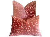 Coral Velvet Leopard Pillow Cover / Cut Velvet Spots Pillow / Hollywood Regency Pillow cover / Beverly Hills Hotel Pillow Cover - Annabel Bleu