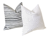 Drawn Stripe Pillow Cover / Black Ivory Stripe Pillow Cover / Black White 14x36 12x21 16x16 18x18 20x20 22x22 24x24 26x26 Zipper Pillow Case - Annabel Bleu