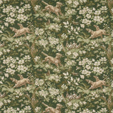 Schumacher Hound Meadow Fabric by the yard: Forest Green Hunting Toile - Annabel Bleu