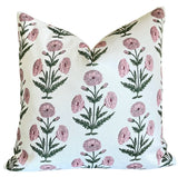 Pink Carnations Block Printed Canvas Pillow Cover: Available in 10 Sizes - Annabel Bleu