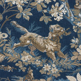 Schumacher Hound Meadow Fabric by the yard: Indigo Blue Hunting Toile - Annabel Bleu