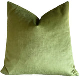 Leafy Green Chartreuse Velvet Pillow / Light Green Velvet Cushion Cover / ZIPPER Pillow Cover / Solid Green Pillow / Green Yellow Pillow Cover - Annabel Bleu