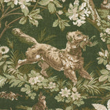 Schumacher Hound Meadow Fabric by the yard: Forest Green Hunting Toile - Annabel Bleu