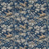 Schumacher Hound Meadow Fabric by the yard: Indigo Blue Hunting Toile - Annabel Bleu