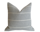 Light Grey Outdoor Pillow Cover / Stripe Outdoor Pillow cover / Gray Patio Pillow / Porch Pillow Cover / Outdoor 12x18 18x18 20x20 - Annabel Bleu