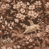 Schumacher Hound Meadow Fabric by the yard: Sepia Brown Hunting Toile - Annabel Bleu
