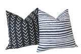 Drawn Stripe Pillow Cover / Black Ivory Stripe Pillow Cover / Black White 14x36 12x21 16x16 18x18 20x20 22x22 24x24 26x26 Zipper Pillow Case - Annabel Bleu