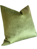 Leafy Green Chartreuse Velvet Pillow / Light Green Velvet Cushion Cover / ZIPPER Pillow Cover / Solid Green Pillow / Green Yellow Pillow Cover - Annabel Bleu