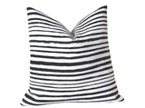 Drawn Stripe Pillow Cover / Black Ivory Stripe Pillow Cover / Black White 14x36 12x21 16x16 18x18 20x20 22x22 24x24 26x26 Zipper Pillow Case - Annabel Bleu