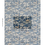 Schumacher Hound Meadow Fabric by the yard: Indigo Blue Hunting Toile - Annabel Bleu
