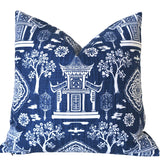 Chinese Temple Pillow / Blue and white pillow / Asian pillow / blue pillow / Chinoiserie pillow / Living room Pillow / Pagoda Pillow Case - Annabel Bleu