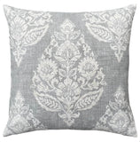 Antique Blue Damask Pillow Cover / Blue Beige Floral Cushion / Damask Pillow Cover / French Country Pillow Cover / Block Print Pillow Cover - Annabel Bleu