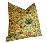 Sale: 22x22 Yellow William Morris Strawberry Thief Velvet Pillow Cover - Annabel Bleu