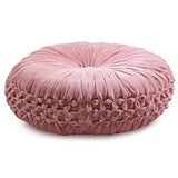 Smocked Round Pink Velvet Pillow - Annabel Bleu