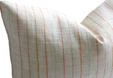 Multi Colored Striped Pillow Cover / Pink pillow cover / Orange 18 x 18 pillow / Aqua 18x18 Cushion Cover and 9 Other Sizes /  Cream Raw Silk Pillowcase - Annabel Bleu