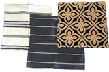 Sale: 22x22 Black and Khaki Embroidered Pillow Cover - Annabel Bleu