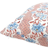 French Dominotes Pink and Blue Pillow Cover / Block Printed Pillow Cover 20x20” / Cottage Core Decor - Annabel Bleu