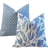 Florentia: Azure Bleu Mix and Match Decorative Pillow Covers / Light Blue Pillow Cover / Block Printed Pillow available in 10 sizes - Annabel Bleu