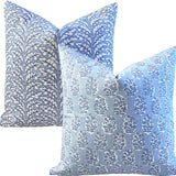 Florentia: Azure Bleu Mix and Match Decorative Pillow Covers / Light Blue Pillow Cover / Block Printed Pillow available in 10 sizes - Annabel Bleu