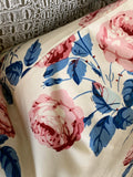 Bowood Pillow Cover in Red, Cream, Blue: Vintage Fabric Colefax and Fowler 1984 - Annabel Bleu