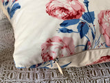 Bowood Pillow Cover in Red, Cream, Blue: Vintage Fabric Colefax and Fowler 1984 - Annabel Bleu