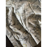 Mid-Century Grey and Gold Floral Drapery Panel - Annabel Bleu