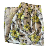 1950’s Grey and Lime Hawaiian Tiki Style Floral Barkcloth Drapery Panel - Annabel Bleu