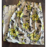 1950’s Grey and Lime Hawaiian Tiki Style Floral Barkcloth Drapery Panel - Annabel Bleu