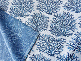 Coral Fans Navy Blue & White Woven Outdoor Upholstery Fabric by the Yard - Annabel Bleu