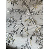Mid-Century Grey and Gold Floral Drapery Panel - Annabel Bleu