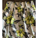 1950’s Grey and Lime Hawaiian Tiki Style Floral Barkcloth Drapery Panel - Annabel Bleu