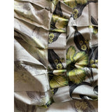 1950’s Grey and Lime Hawaiian Tiki Style Floral Barkcloth Drapery Panel - Annabel Bleu