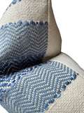 Woven Blue & Cream Boho Striped Pillow Cover - Annabel Bleu