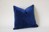 Sapphire Vintage Velvet Pillow Cover / Dark Blue 20x20 Pillow Cover or 9 Other sizes/ Navy Blue Pillow / Dark Blue Pillow / Solid Blue Cushion Cover - Annabel Bleu