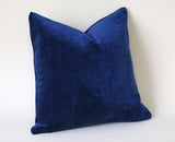 Sapphire Vintage Velvet Pillow Cover / Dark Blue 20x20 Pillow Cover or 9 Other sizes/ Navy Blue Pillow / Dark Blue Pillow / Solid Blue Cushion Cover - Annabel Bleu