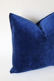 Sapphire Vintage Velvet Pillow Cover / Dark Blue 20x20 Pillow Cover or 9 Other sizes/ Navy Blue Pillow / Dark Blue Pillow / Solid Blue Cushion Cover - Annabel Bleu