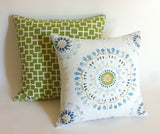 Yellow or Green Geometric Trellis Pillow Cover  / Chinoiserie Cushion Cover - Annabel Bleu