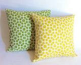 Yellow or Green Geometric Trellis Pillow Cover  / Chinoiserie Cushion Cover - Annabel Bleu
