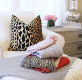 Leopard Velvet Cushion Cover / Velvet Cheetah Pillow / Self Piped Pillow Cover option / Jamil Natural / Hollywood Regency Pillow - Annabel Bleu