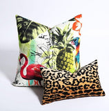 Leopard Velvet Cushion Cover / Velvet Cheetah Pillow / Self Piped Pillow Cover option / Jamil Natural / Hollywood Regency Pillow - Annabel Bleu