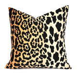 Leopard Velvet Cushion Cover / Velvet Cheetah Pillow / Self Piped Pillow Cover option / Jamil Natural / Hollywood Regency Pillow - Annabel Bleu