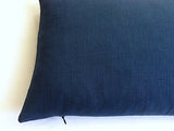 One Solid Navy Blue 100% Linen Decorative Zipper Pillow Cover / Dark Blue Linen Pillow 18x18 20x20 22x22 24x24 26x26 14x36 16x24 - Annabel Bleu