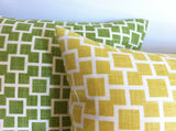 Yellow or Green Geometric Trellis Pillow Cover  / Chinoiserie Cushion Cover - Annabel Bleu