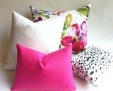 One Solid Fuchsia European Linen Decorative Zipper Pillow Cover Pink Linen Cushion Cover: 10 Sizes Available - Annabel Bleu