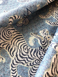 Tibet Woven Jacquard Upholstery Fabric by the yard / Chinoiserie Home Decor Fabric / Clarence House Upholstery Fabric - Annabel Bleu