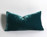 Dark Teal Real Silk Velvet Zipper Pillow Cover / Expensive Dark Blue Velvet Cushion cover / Solid High End Velvet pillow cover - Annabel Bleu