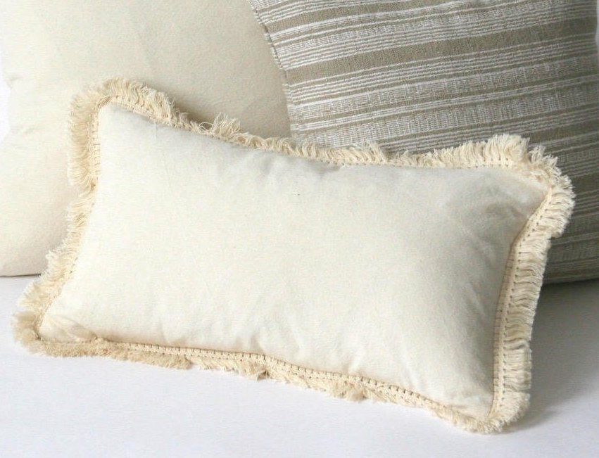 18x18 Neutral Pillow Cover With Tassels, Farmhouse Pillow